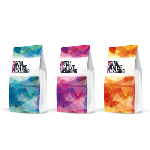 Repurposing & range extension shown with 3 different colours (blue, pink and orange) on DCP branded bags showing consistency